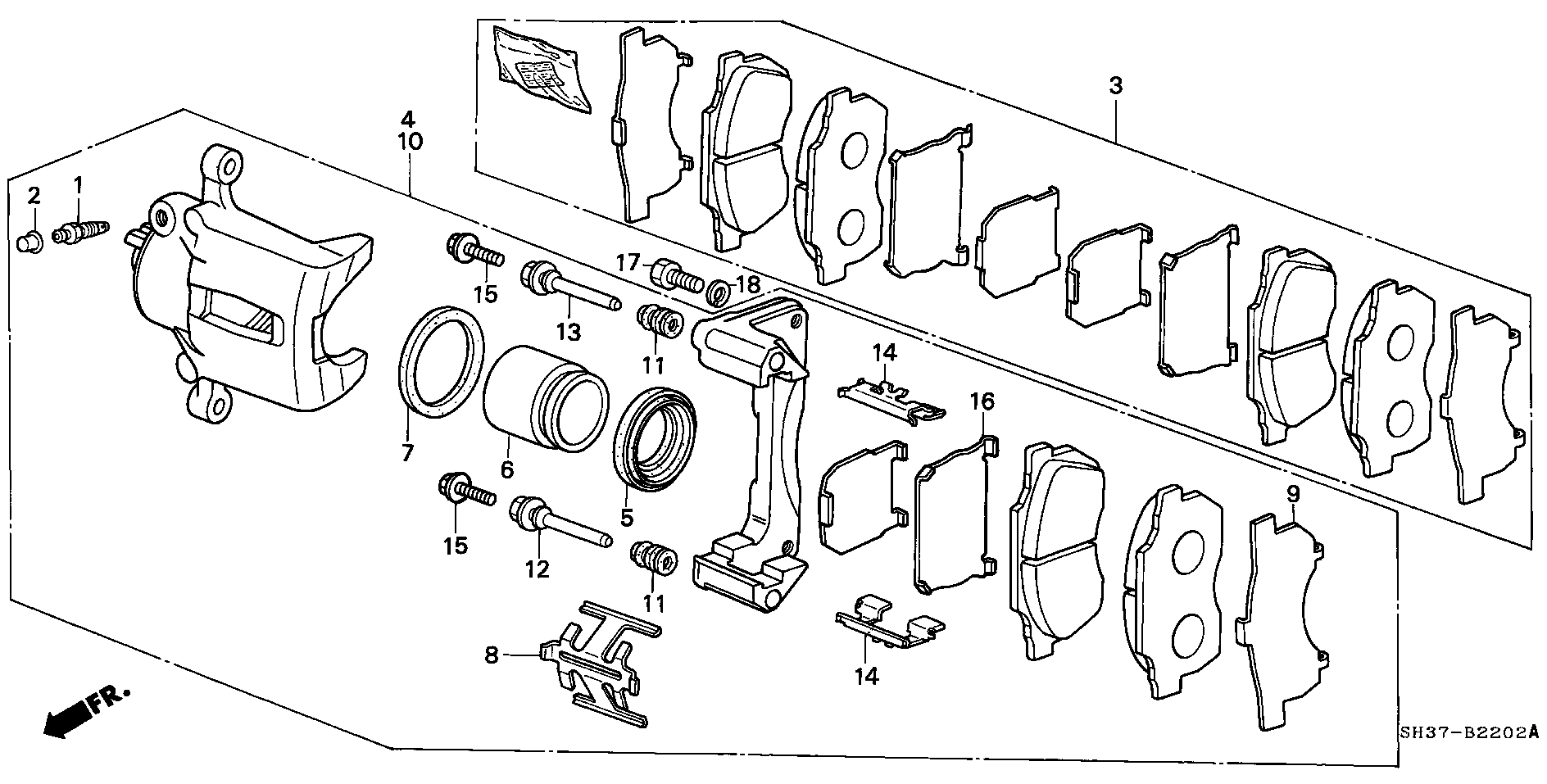 Honda 45022-SH3-G03 - Тормозные колодки, дисковые, комплект unicars.by