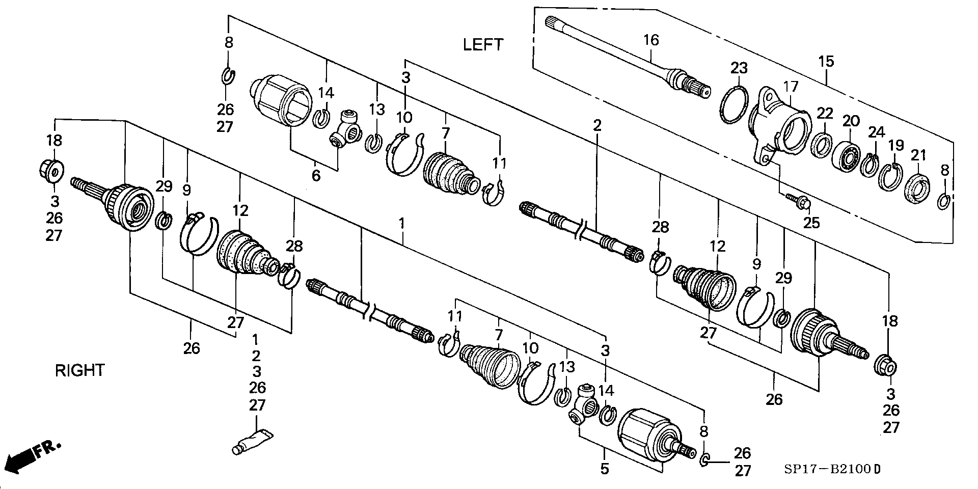 Honda 44010-SP0-952 - Шарнирный комплект, ШРУС, приводной вал unicars.by