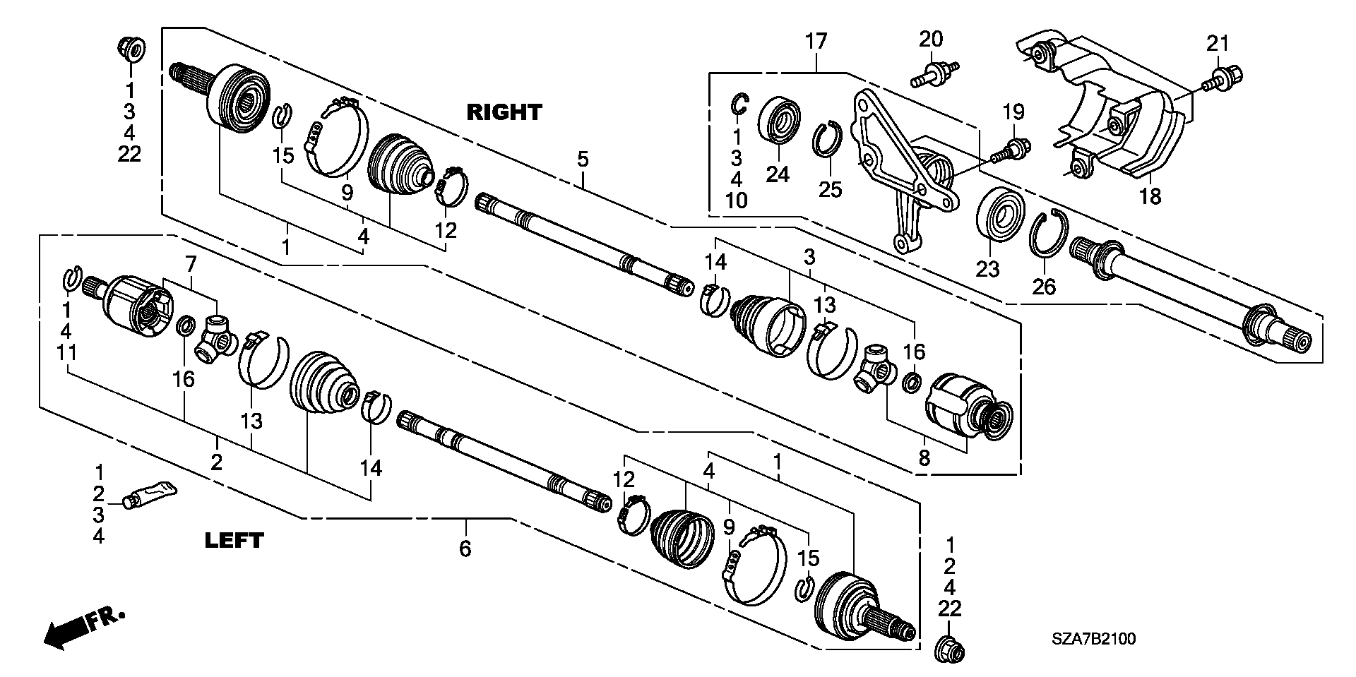 Honda 44310-STX-305 - Шарнирный комплект, ШРУС, приводной вал unicars.by