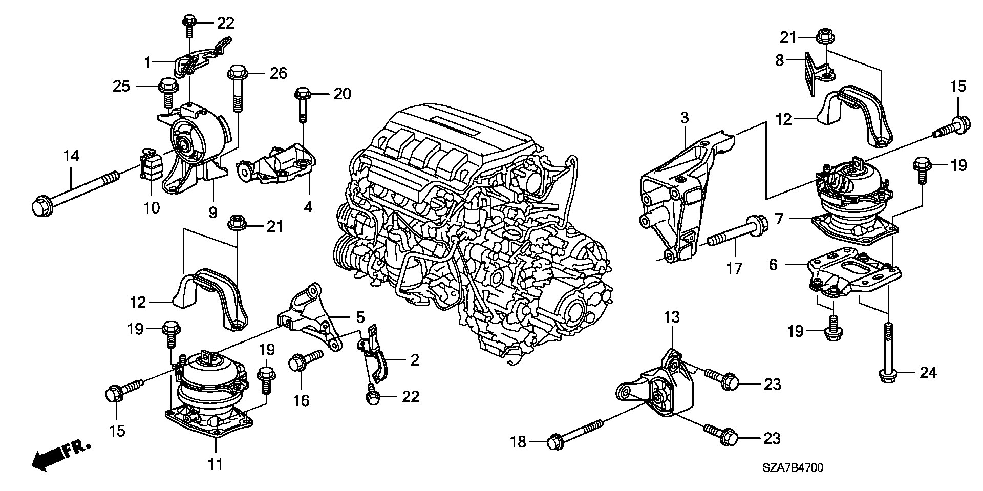 Honda 50820SHJA03 - Подушка, опора, подвеска двигателя unicars.by