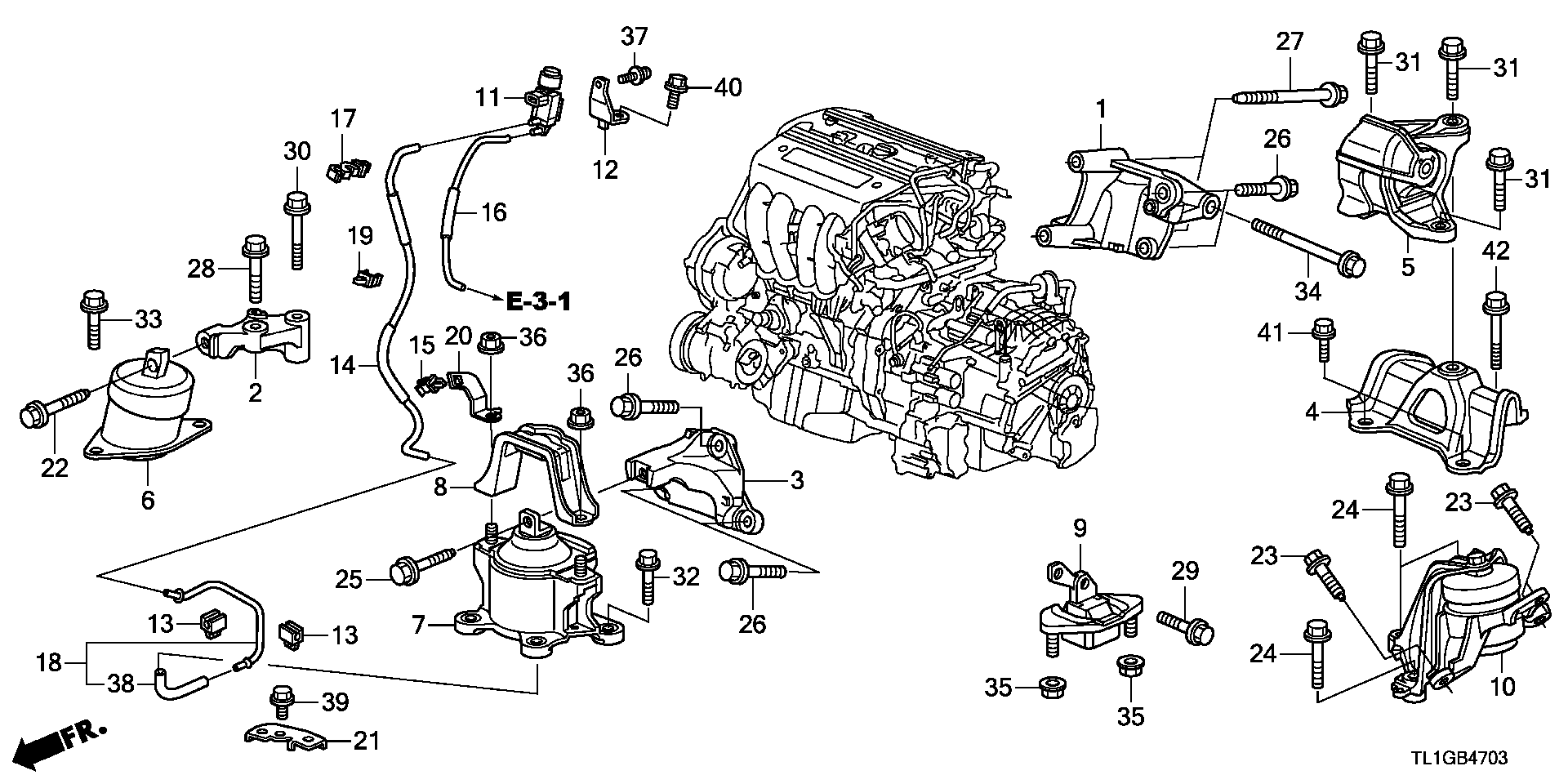 Honda 50870TA0A03 - Подушка, опора, подвеска двигателя unicars.by