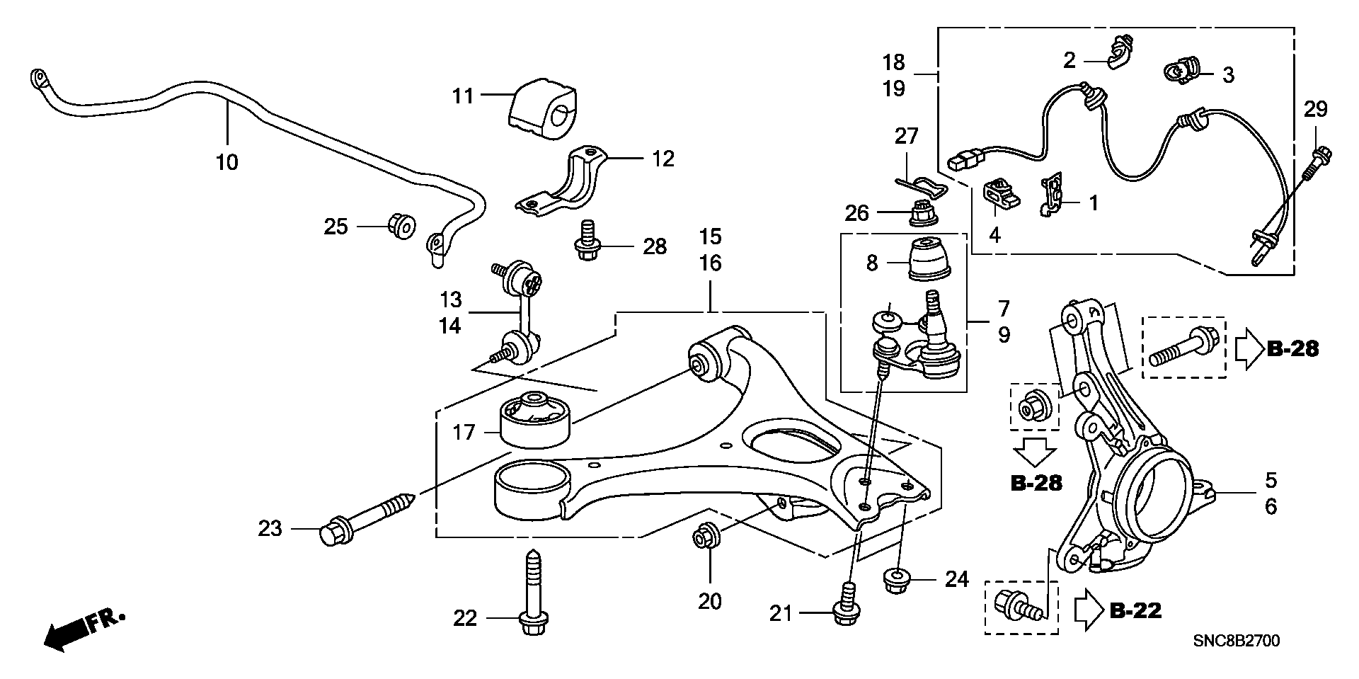 HONDA (DONGFENG) 51320-SNA-A02 - Тяга / стойка, стабилизатор unicars.by