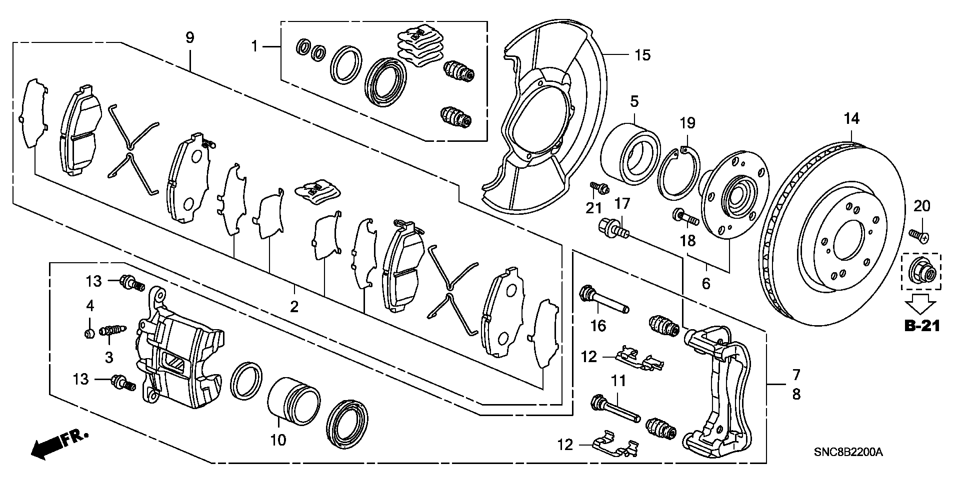 Honda 45022-S5B-J00 - Тормозные колодки, дисковые, комплект unicars.by