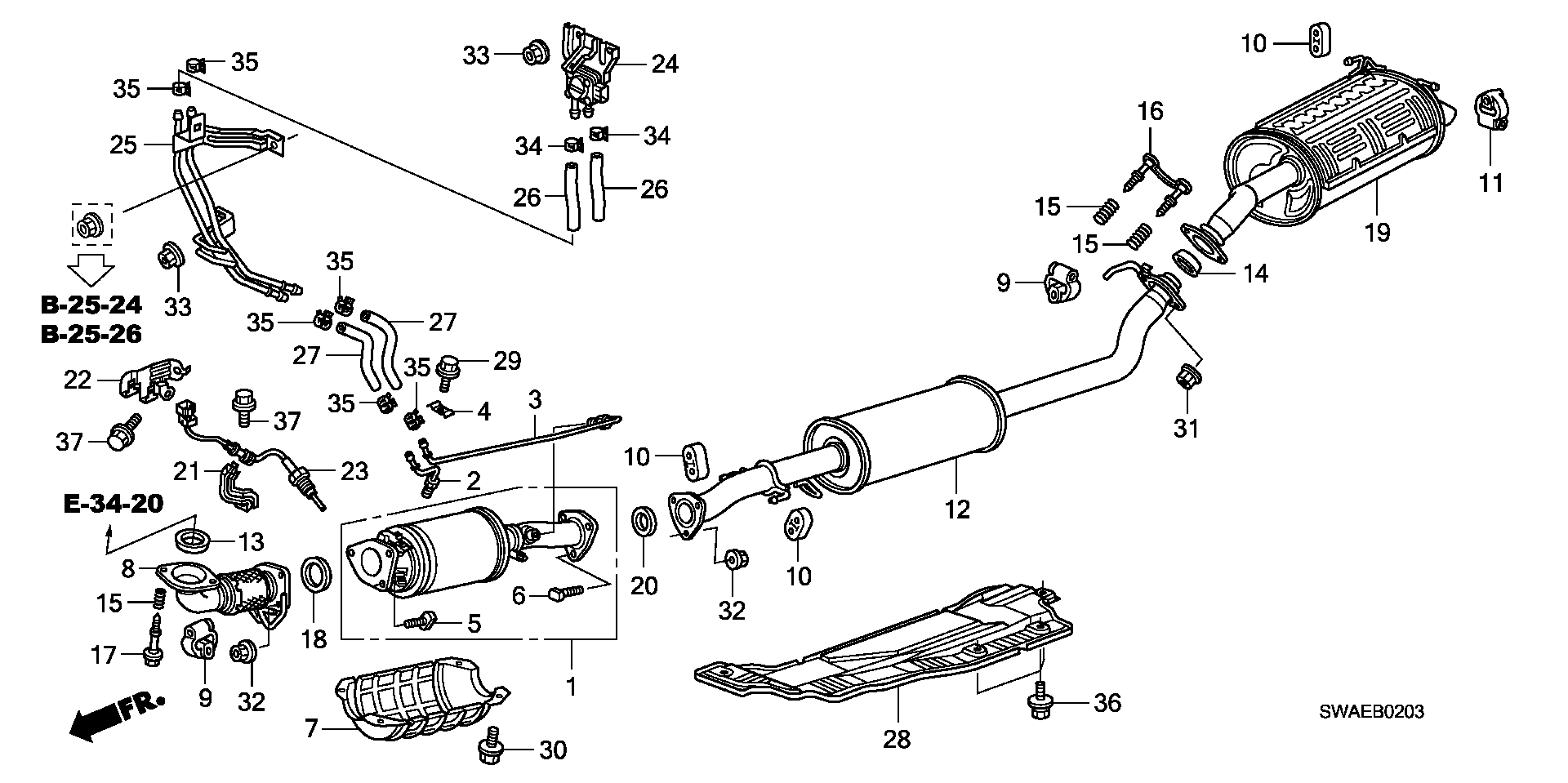 Honda 18307SWYE01 - Глушитель выхлопных газов, конечный unicars.by