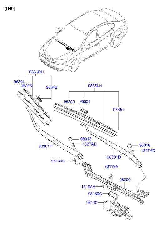 KIA 983602H000 - Щетка стеклоочистителя unicars.by