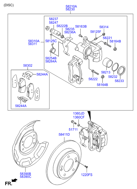 Hyundai 58302-3XA30 - Тормозные колодки, дисковые, комплект unicars.by