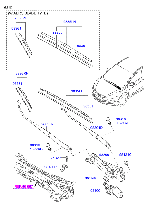 KIA 983603X000 - Щетка стеклоочистителя unicars.by