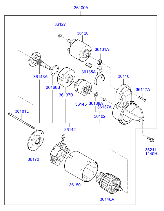 KIA 361452E120 - Многодисковое сцепление, стартер unicars.by