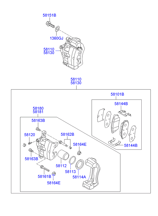 Hyundai 58101-2YA50 - Тормозные колодки, дисковые, комплект unicars.by