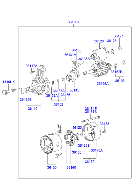 Hyundai 36182-21740 - Втулка, вал стартера unicars.by