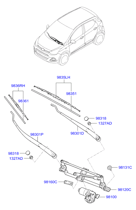 Hyundai 98350B9000 - Щетка стеклоочистителя unicars.by