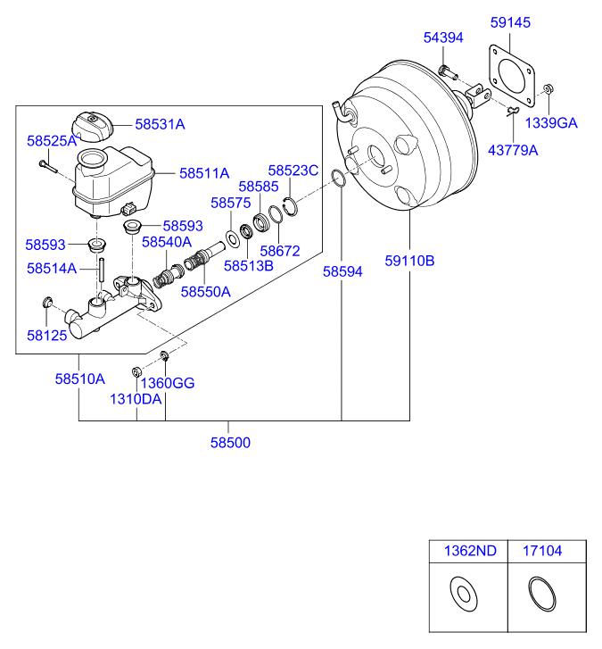 Hyundai 585943M000 - Комплект тормозных колодок, барабанные unicars.by