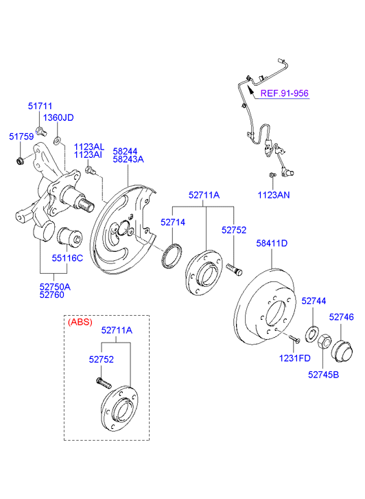 Hyundai 527102C105 - Комплект подшипника ступицы колеса unicars.by