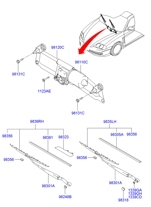 Hyundai 983612C000 - Щетка стеклоочистителя unicars.by