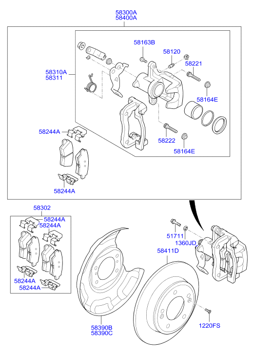 Hyundai 58302-2VA30 - Тормозные колодки, дисковые, комплект unicars.by