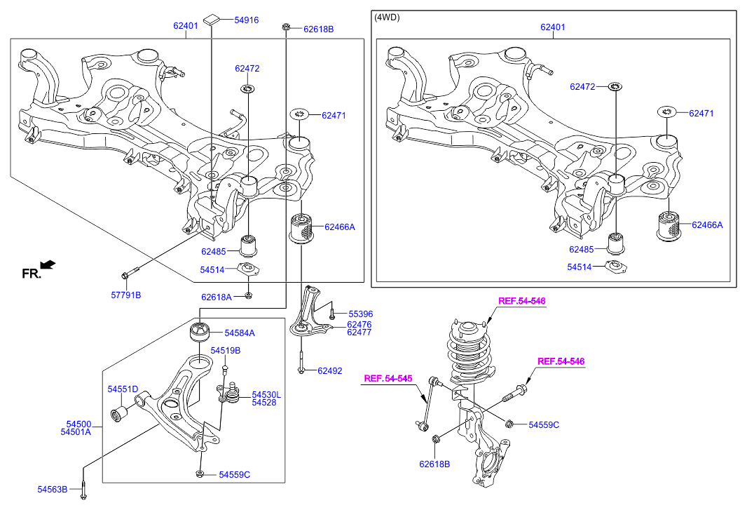 Hyundai 54584D3000 - Сайлентблок, рычаг подвески колеса unicars.by