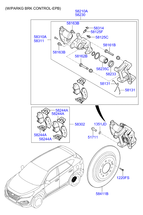 Hyundai 58302-D3A00 - Тормозные колодки, дисковые, комплект unicars.by