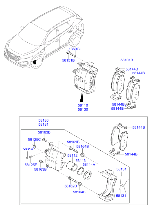 Hyundai 58101-D7A10 - Тормозные колодки, дисковые, комплект unicars.by