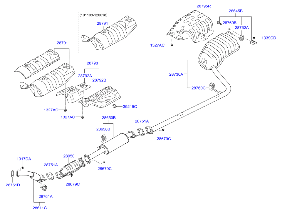 Hyundai 28751-3S000 - Прокладка, труба выхлопного газа unicars.by