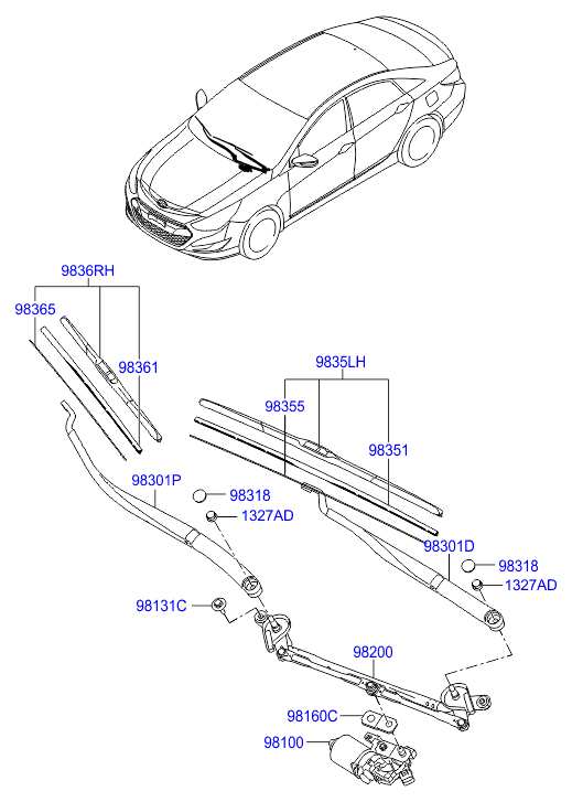 Hyundai 98351-3X100 - Щетка стеклоочистителя unicars.by