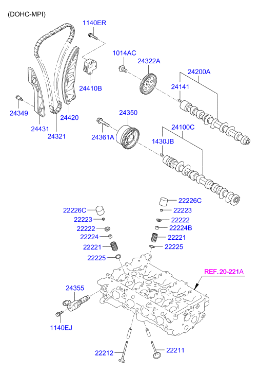 Hyundai 22224-2B010 - Уплотнительное кольцо, стержень клапана unicars.by