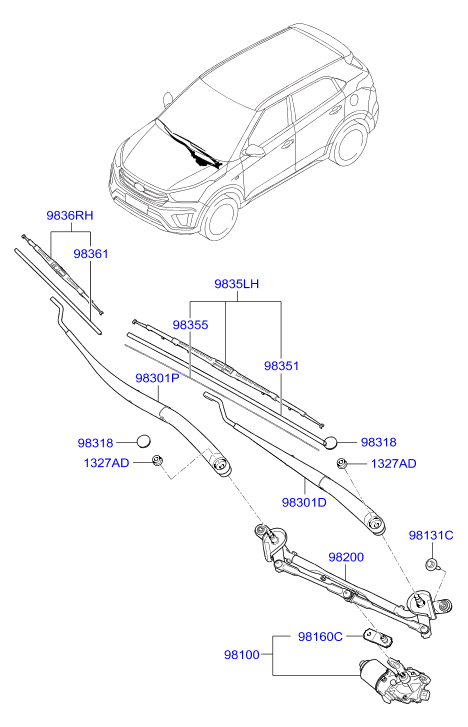 Hyundai 98360-1W000 - Щетка стеклоочистителя unicars.by