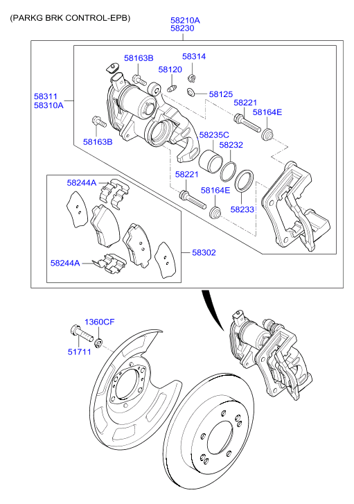 Hyundai 58311A6A31 - Тормозной суппорт unicars.by