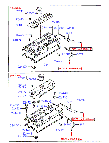 Hyundai 22442-42000 - Прокладка, крышка головки цилиндра unicars.by