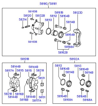 Hyundai 58101-34A10 - Тормозные колодки, дисковые, комплект unicars.by