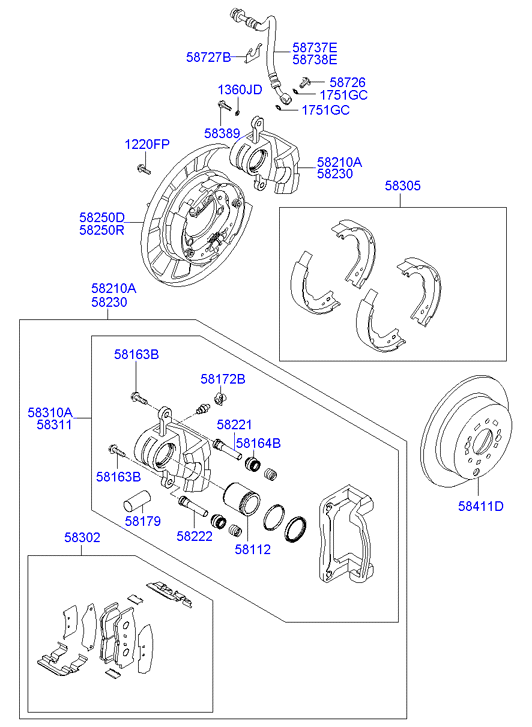 Hyundai 58302-2BA20 - Тормозные колодки, дисковые, комплект unicars.by