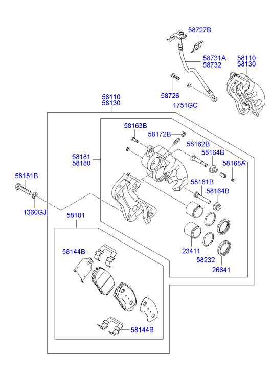 Hyundai 58101-2BA10 - Тормозные колодки, дисковые, комплект unicars.by