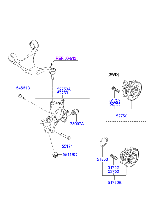 Hyundai 52720-2B000 - Поворотный кулак, подвеска колеса unicars.by