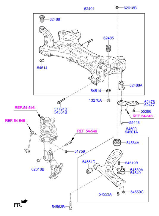 Hyundai 54584F2000 - Сайлентблок, рычаг подвески колеса unicars.by