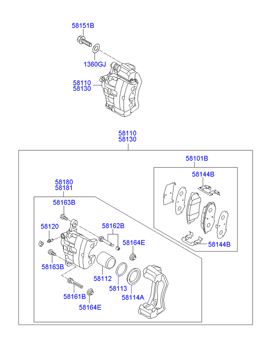 Hyundai 58101-2YA00 - Тормозные колодки, дисковые, комплект unicars.by