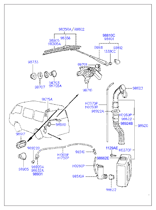 Hyundai 9836002000 - Щетка стеклоочистителя unicars.by