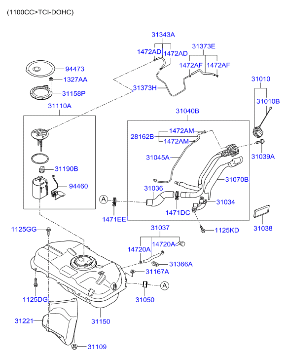 Hyundai 311100X000 - Топливный насос unicars.by