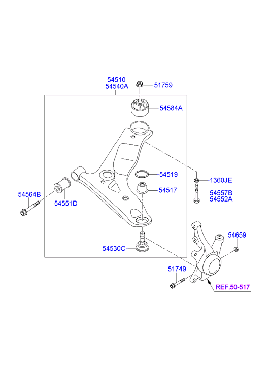 KIA 54551-07000 - Сайлентблок, рычаг подвески колеса unicars.by