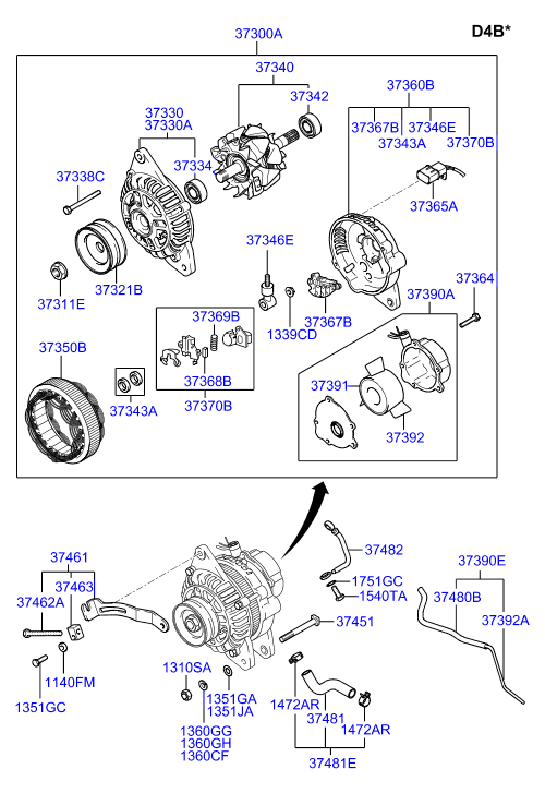 Hyundai 37300-42459 - Генератор unicars.by