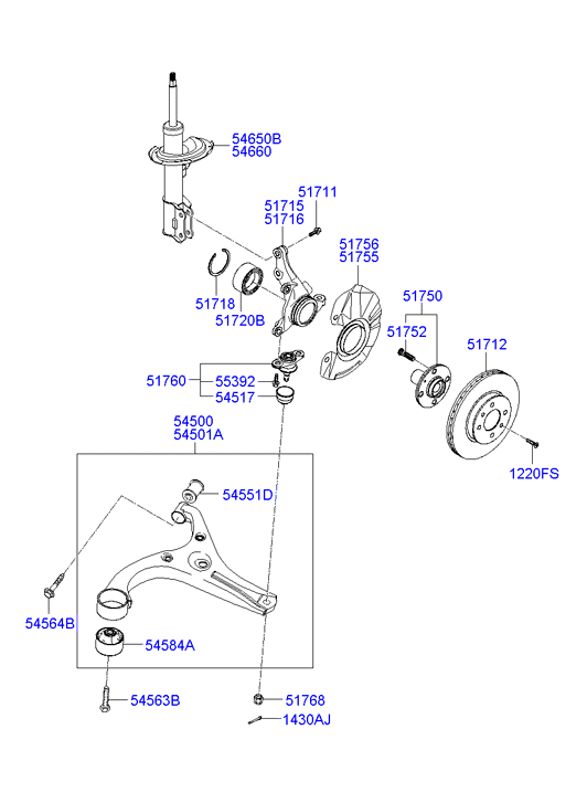 KIA 54551-1E000 - Сайлентблок, рычаг подвески колеса unicars.by