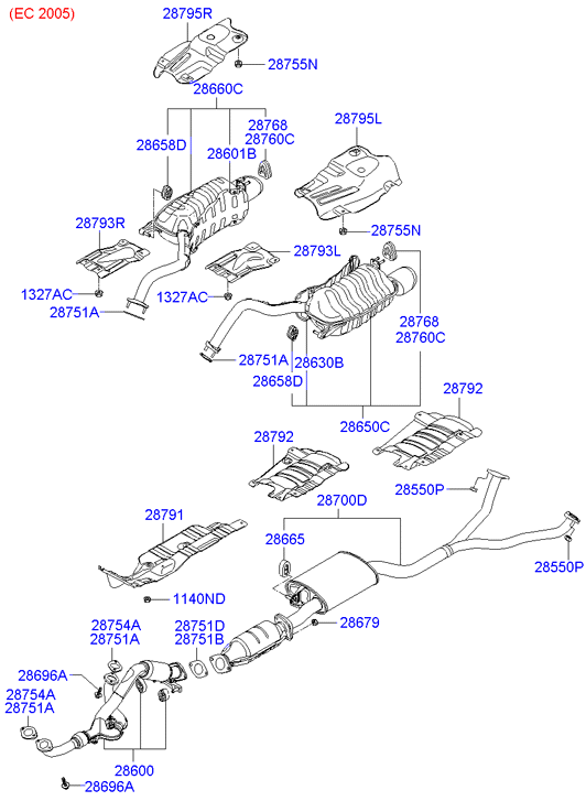 Hyundai 2875 12B 100 - Прокладка, труба выхлопного газа unicars.by