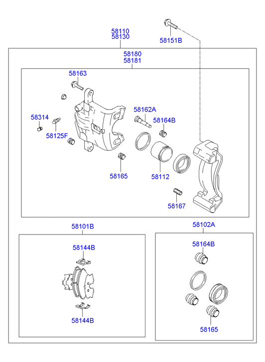 Subaru 581011CA10 - Тормозные колодки, дисковые, комплект unicars.by