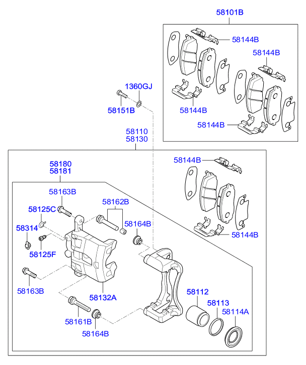 Hyundai 58101-4LA00 - Тормозные колодки, дисковые, комплект unicars.by