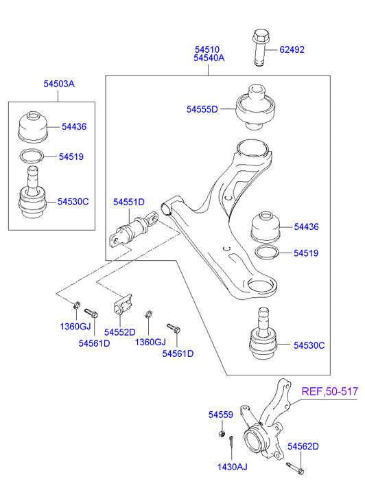 Hyundai 54503-3BA00 - Шаровая опора, несущий / направляющий шарнир unicars.by