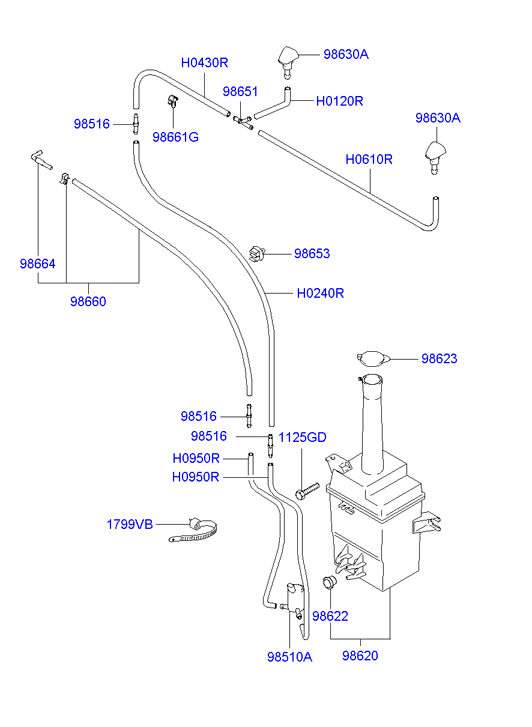 Hyundai 98510-26100 - Водяной насос, система очистки окон unicars.by