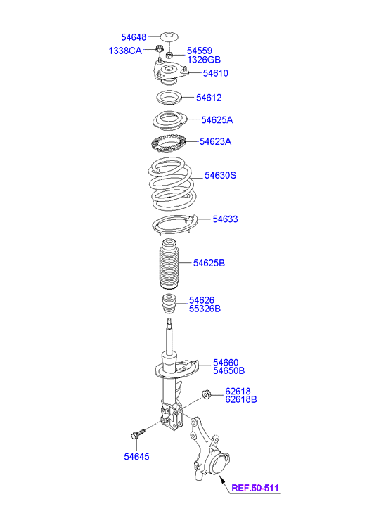 Hyundai 546102H200 - Опора стойки амортизатора, подушка unicars.by