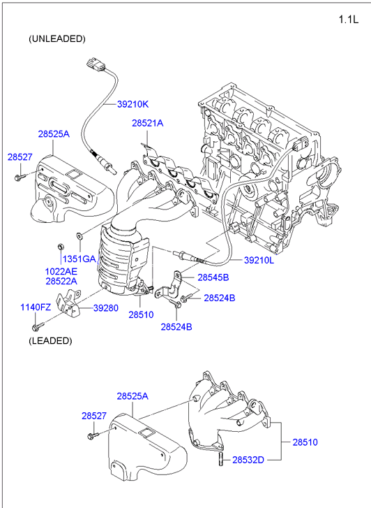 Hyundai 1022508003 - Гайка, выпускной коллектор unicars.by