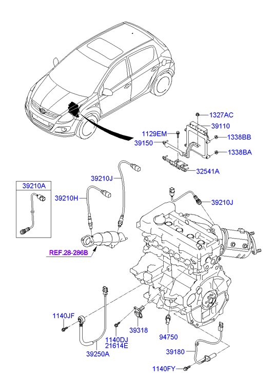 Hyundai 392102B040 - Лямбда-зонд, датчик кислорода unicars.by