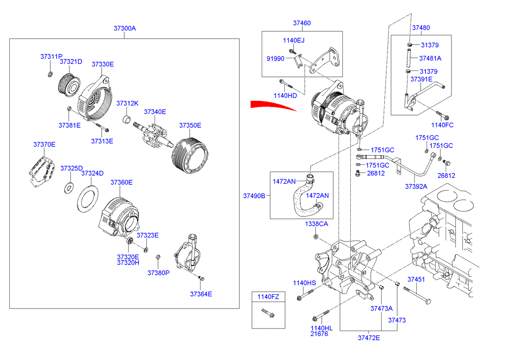 Hyundai 3730027013 - Генератор unicars.by