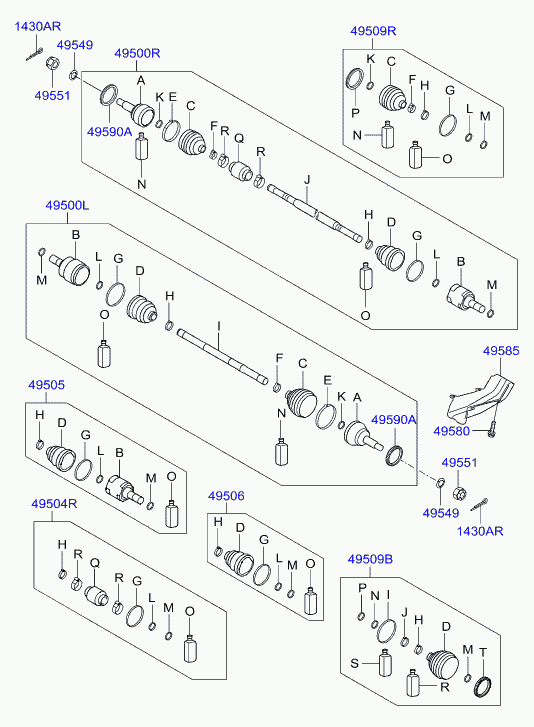 Hyundai 49500-2H012 - Шарнирный комплект, ШРУС, приводной вал unicars.by