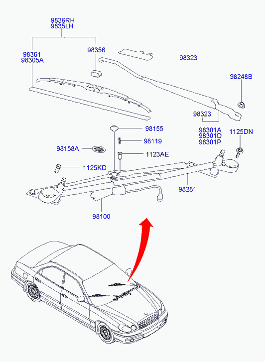 Hyundai 9835038000 - Щетка стеклоочистителя unicars.by